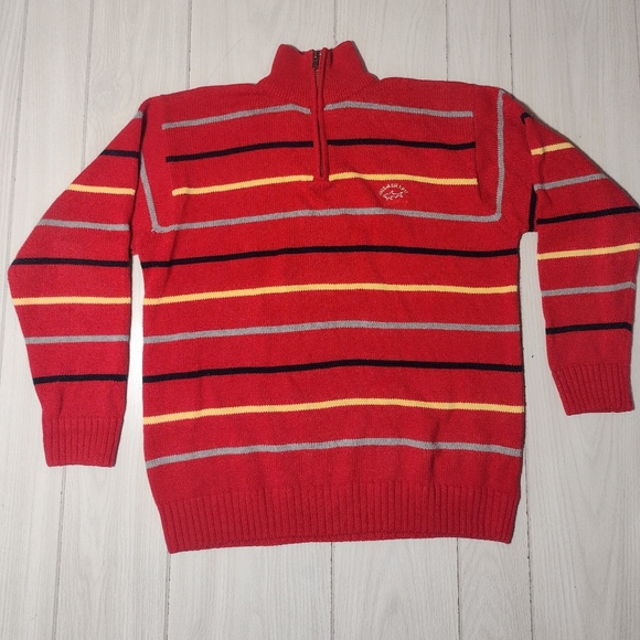 Paul & Shark Vintage Red Striped Knit 1/4 Zipper Sweater XXL - Picture 1 of 8